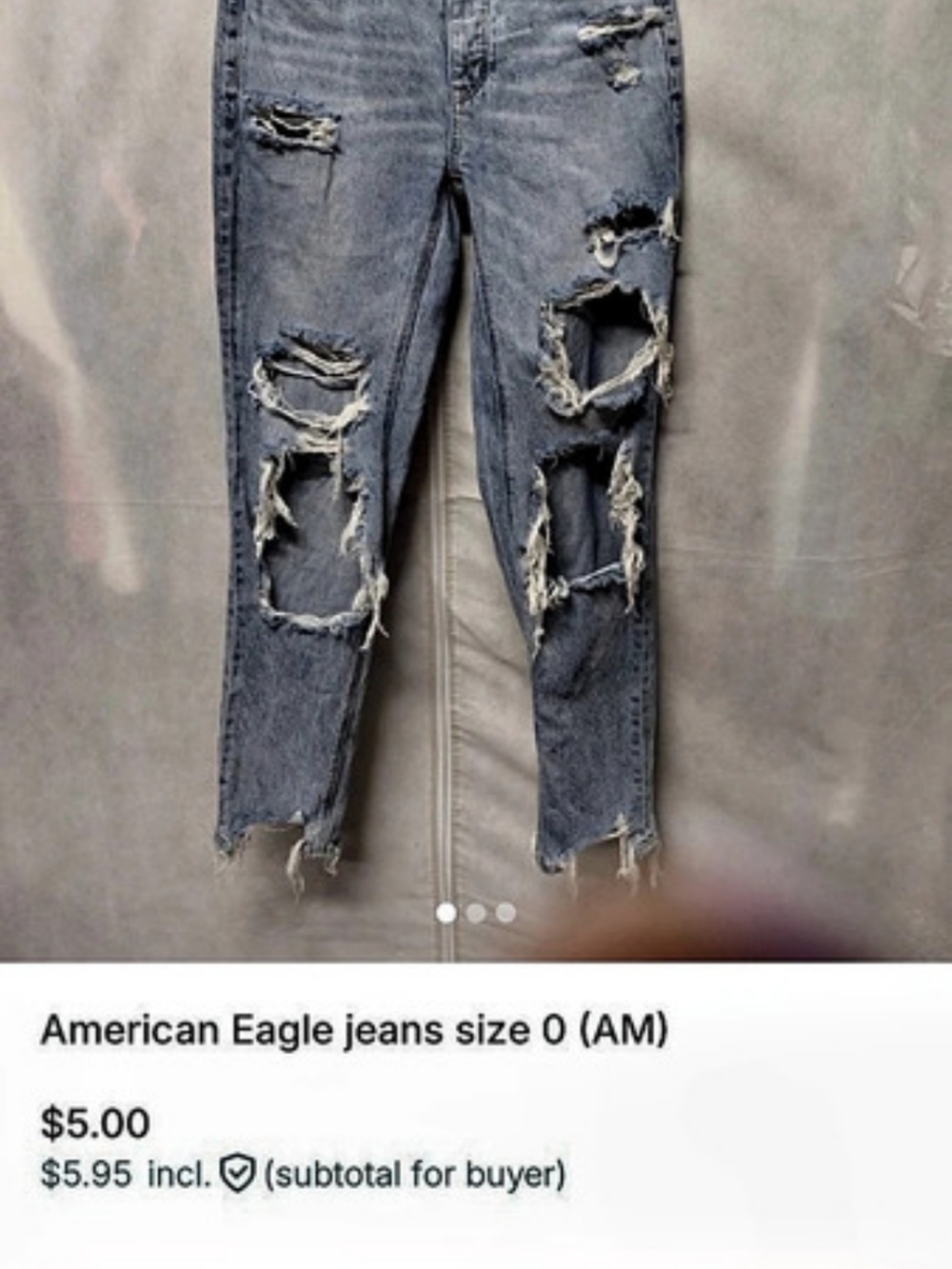American Eagle AE Ripped Mom Jean Women's Distressed Skinny Jeans Size 0